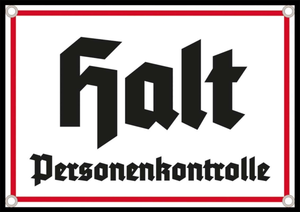 Emailleschild - Halt - Personenkontrolle Emailleschild - Halt - Personenkontrolle