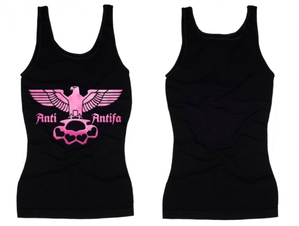Frauen Top - Anti Antifa - Adler mit Schlagring - Pink Frauen Top - Anti Antifa - Adler mit Schlagring - Pink