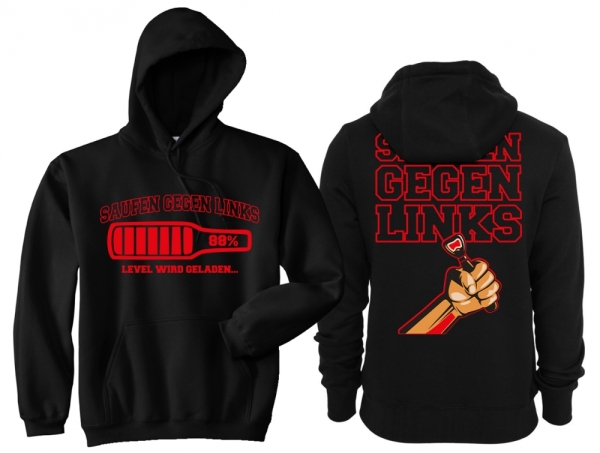 Kapuzenpullover - Saufen gegen Links - schwarz/rot Kapuzenpullover - Saufen gegen Links - schwarz/rot