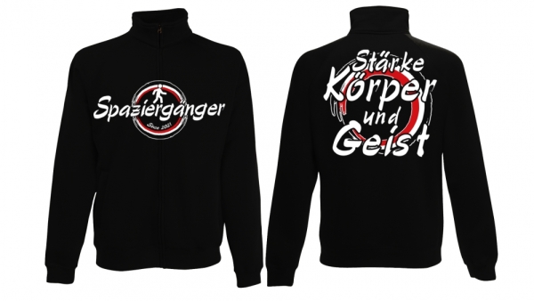 Stehkragen-Jacke - Spaziergänger - seit 2021 - großer Frontdruck - schwarz Stehkragen-Jacke - Spaziergänger - seit 2021 - großer Frontdruck - schwarz