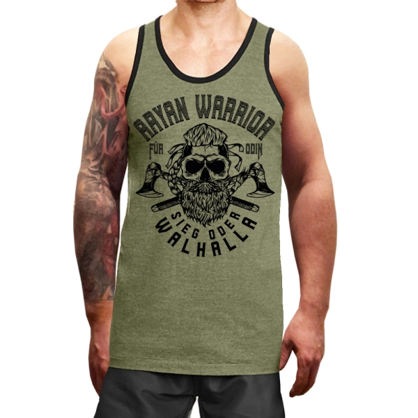 Muskelshirt/Tank Top - Used Look - Aryan Warrior - heather grün +++RAUSVERKAUF+++ Muskelshirt/Tank Top - Used Look - Aryan Warrior - heather grün +++RAUSVERKAUF+++