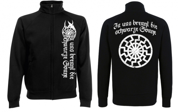 Stehkragen-Jacke - In uns brennt die Schwarze Sonne - schwarz/weiss Stehkragen-Jacke - In uns brennt die Schwarze Sonne - schwarz/weiss