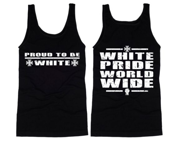 Muskelshirt/Tank Top - Proud to be White - schwarz/weiß Muskelshirt/Tank Top - Proud to be White - schwarz/weiß