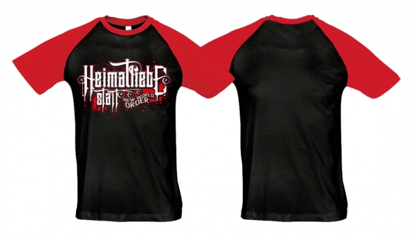 Raglan T-Shirt - Heimatliebe statt New World Order - schwarz/rot Raglan T-Shirt - Heimatliebe statt New World Order - schwarz/rot