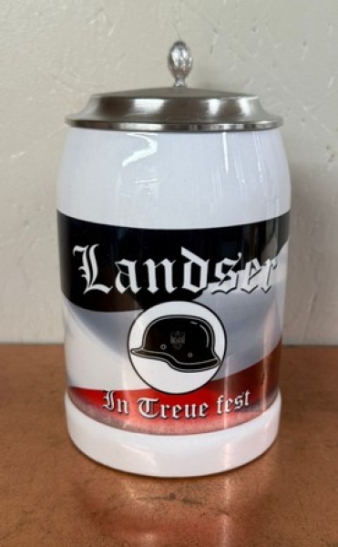 Bierkrug mit Zinndeckel - Landser - In treue fest Bierkrug mit Zinndeckel - Landser - In treue fest