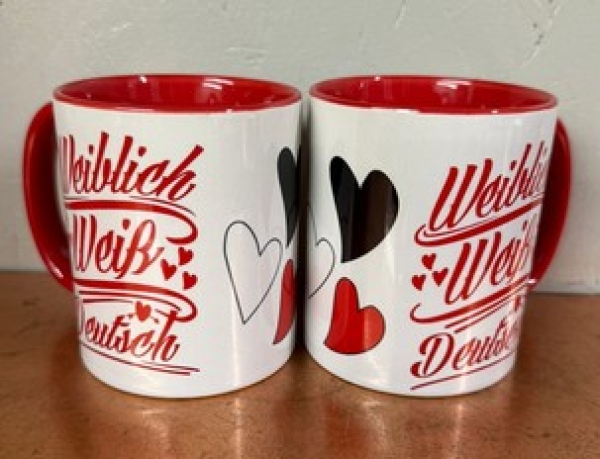 Tasse - rot - weiblich weiß deutsch - SWR Tasse - rot - weiblich weiß deutsch - SWR
