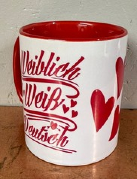 Tasse - rot - weiblich weiß deutsch Tasse - rot - weiblich weiß deutsch