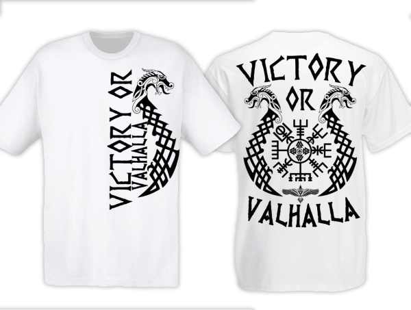 T-Hemd - Victory or Valhalla - weiß/schwarz