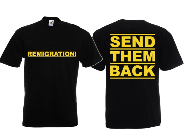 T-Hemd - Remigration - Motiv 1 - schwarz/gelb T-Hemd - Remigration - Motiv 1 - schwarz/gelb