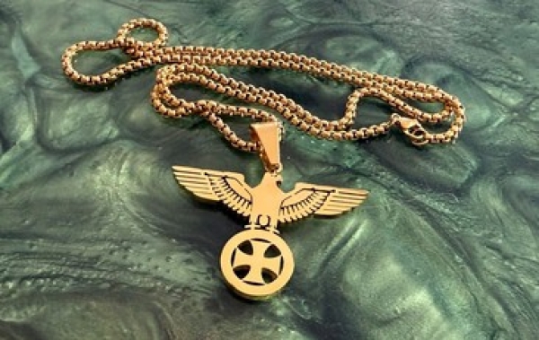 Halskette - Reichsadler mit EK - goldene Optik -35 - Halskette - Reichsadler mit EK - goldene Optik -35 -