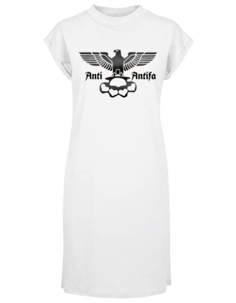 Kleid - Turtle Extended Shoulder Dress - Anti Antifa - Adler mit Schlagring - weiß