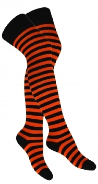 Overknee Strümpfe - Schwarz Orange Gestreift Overknee Strümpfe - Schwarz Orange Gestreift