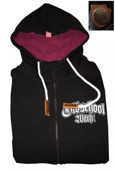 Druck18 Premium - Frauen Kapuzenjacke - Old School Witch - schwarz Druck18 Premium - Frauen Kapuzenjacke - Old School Witch - schwarz