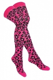 Overknee Strümpfe - Leopardenmuster - Schwarz & Pink Overknee Strümpfe - Leopardenmuster - Schwarz & Pink