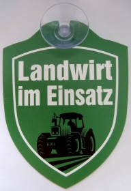 Schild mit Saugnapf - Landwirt im Einsatz