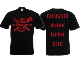 Frauen T-Shirt - Feines Schnitzel Schweinsfilet - schwarz/rot Frauen T-Shirt - Feines Schnitzel Schweinsfilet - schwarz/rot