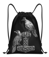 Rucksack mit Kordelzug - Thors Hammer mit Hugin & Munin Rucksack mit Kordelzug - Thors Hammer mit Hugin & Munin