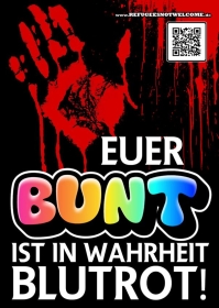 Euer BUNT ist in Wahrheit BLUTROT - Aufkleber Paket 100 Stück Euer BUNT ist in Wahrheit BLUTROT - Aufkleber Paket 100 Stück