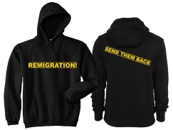 Kapuzenpullover - Remigration - Motiv 2 - schwarz/gelb
