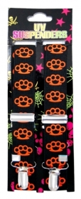 Hosenträger - Schwarz mit neon orangenen Schlagringen Hosenträger - Schwarz mit neon orangenen Schlagringen