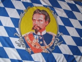 Fahne - Bayern mit König Ludwig II (84) Fahne - Bayern mit König Ludwig II (84)
